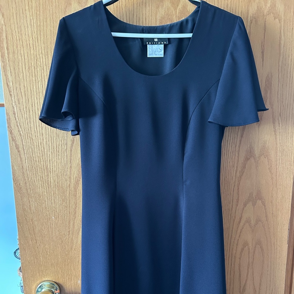 Navy Blue Dress with Scoop Neck